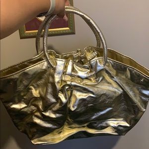 Mariah Carey Metallic Gold Hobo Handbag